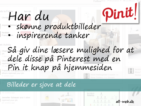 Få en Pinterest knap på din hjemmeside eller blog